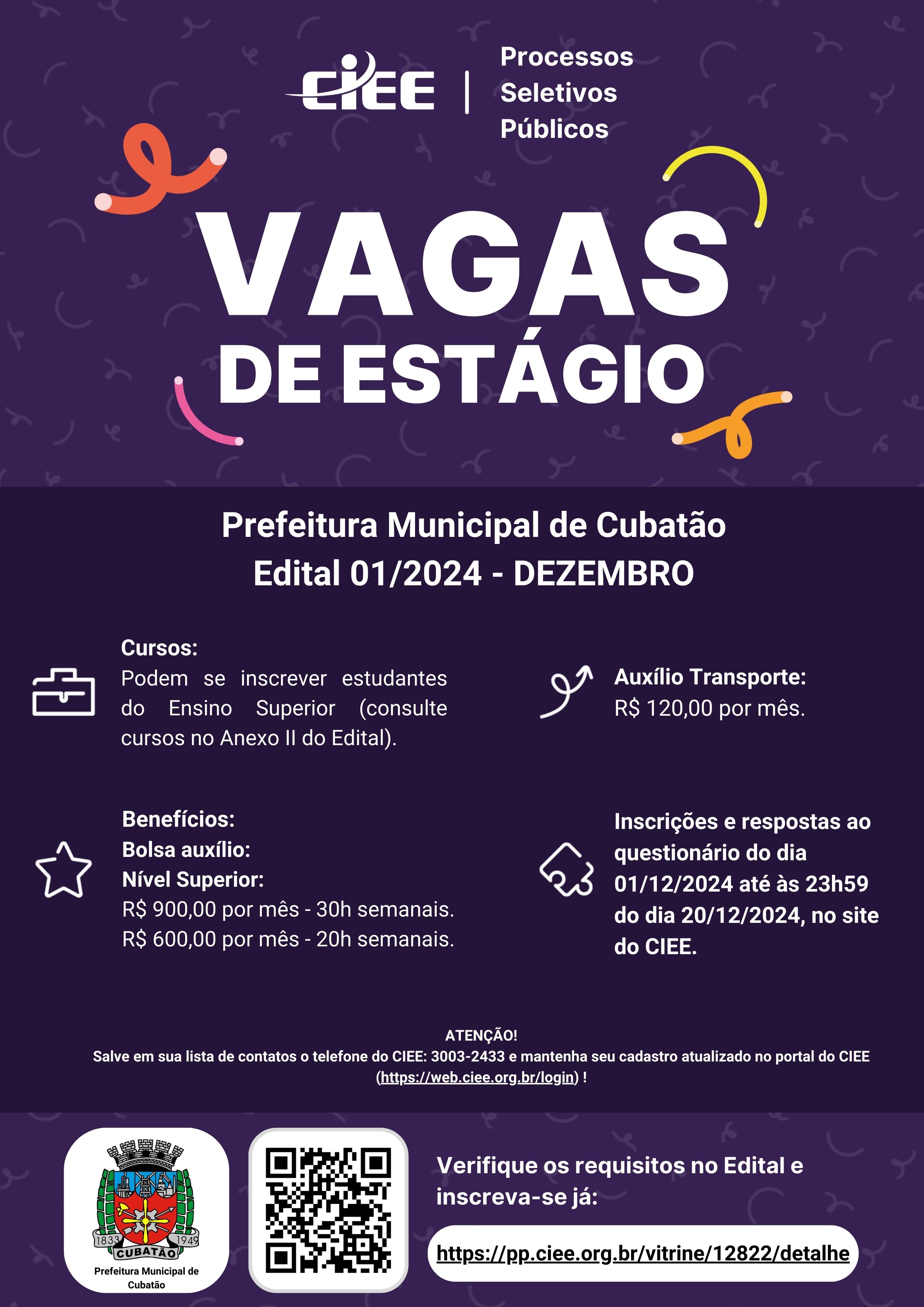 CARTAZ Prefeitura Municipal de Cubatão 001.2024 Dezembro