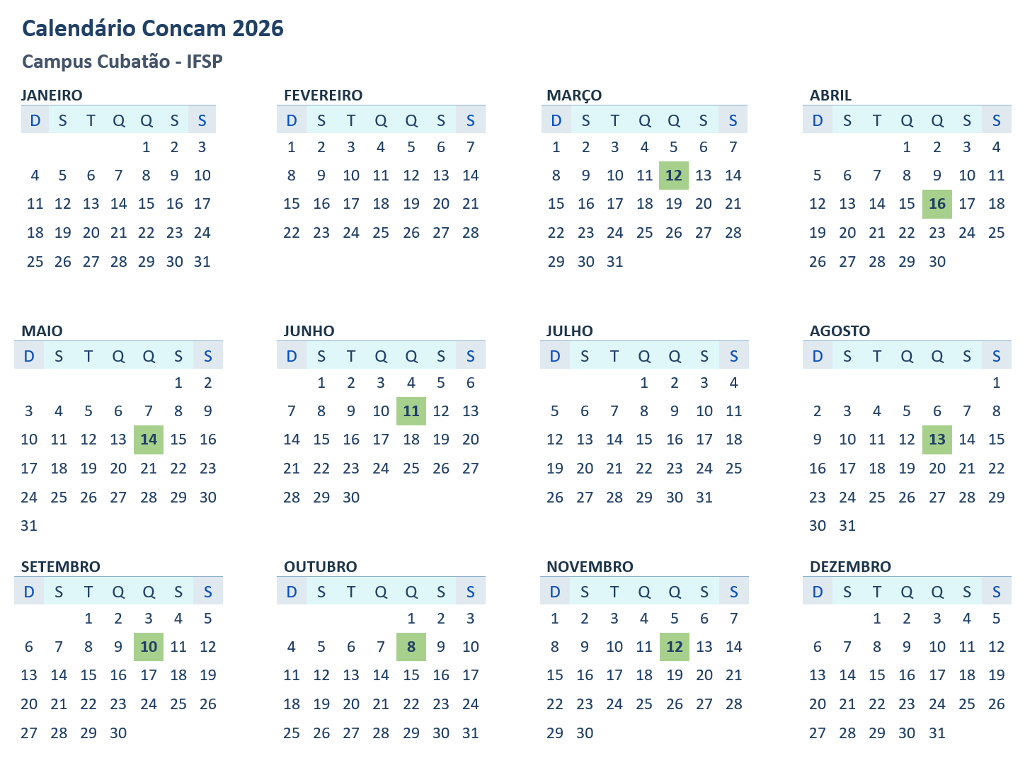 Calendario concam 26